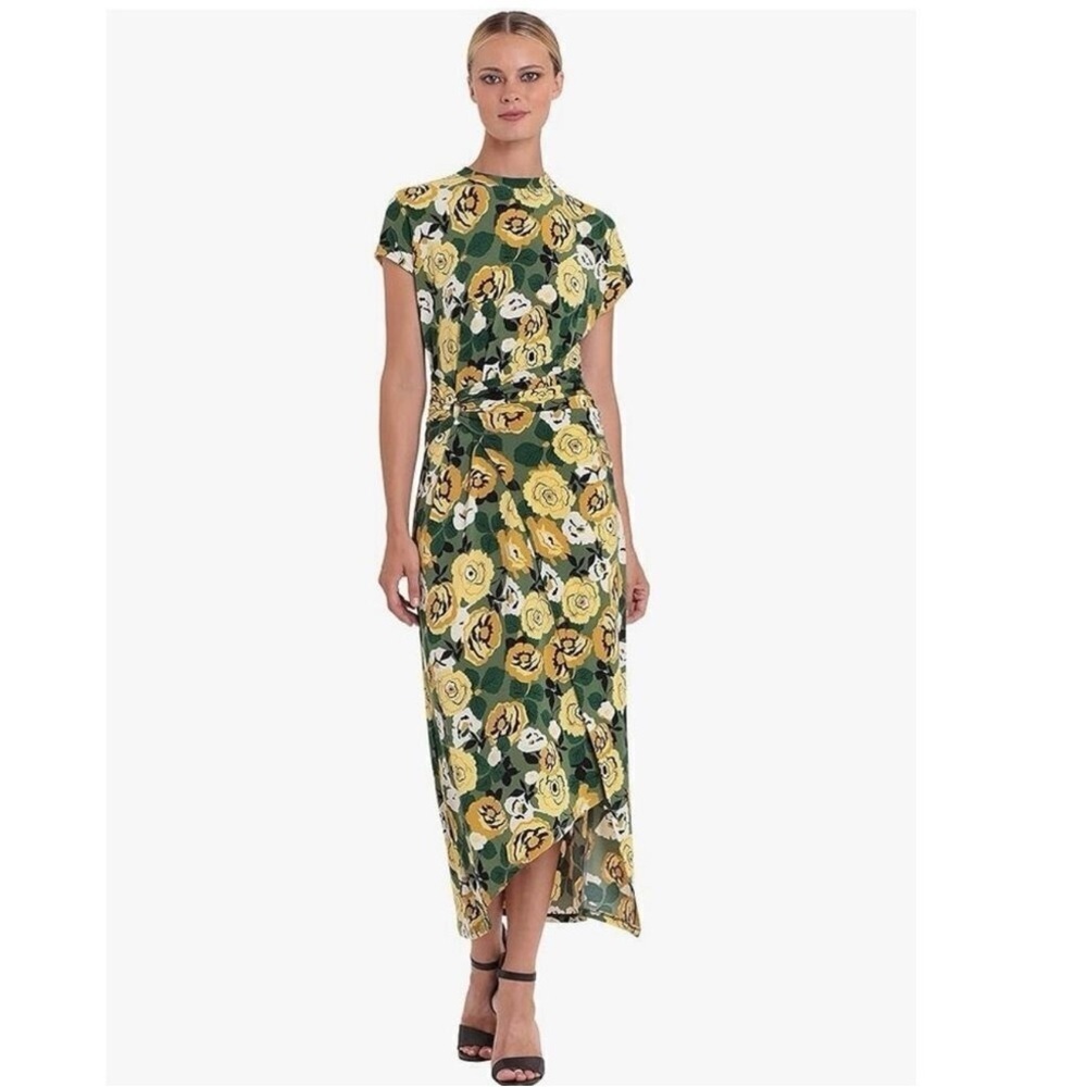 Donna Morgan womens Asymmetrical O-ring Floral Dress